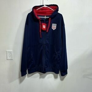 USA Soccer Zip Up Jacket Zipper Front Pockets Usa Tracks Jackets Size XXL Blue